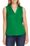 Vince Camuto Rumpled Satin V-neck Tank In Everglade