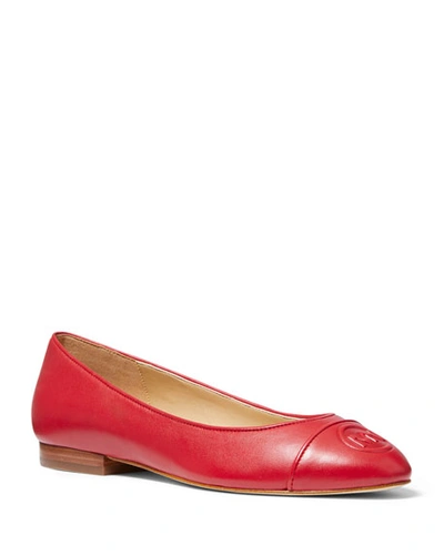 Michael Michael Kors Women's Dylyn Leather Ballet Flats In Bright Red