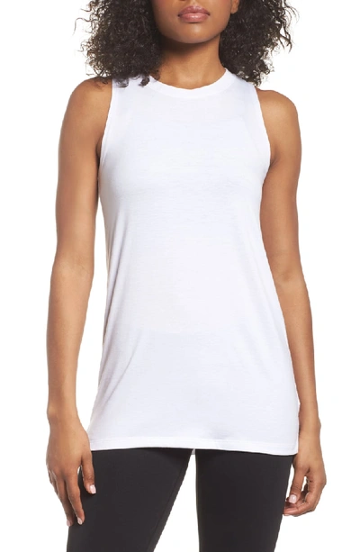 Onzie Braided-back Crewneck Jersey Knit Tank In White