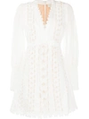 Zimmermann Super Eight Flutter Long Sleeve Linen Minidress In Ivory