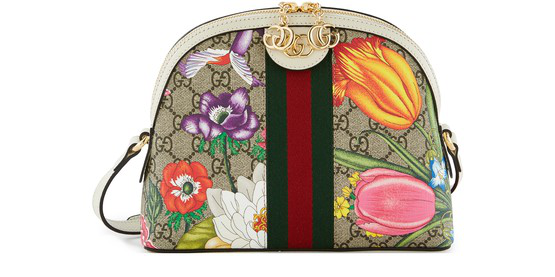 Gucci Ophidia Flora Cross Body Bag In Beige/ebony/multi | ModeSens