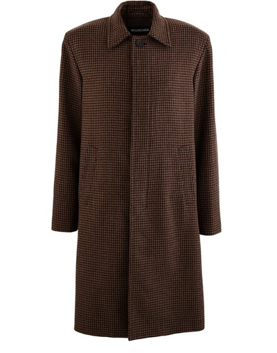 Balenciaga Houndstooth Wool Coat In 2135