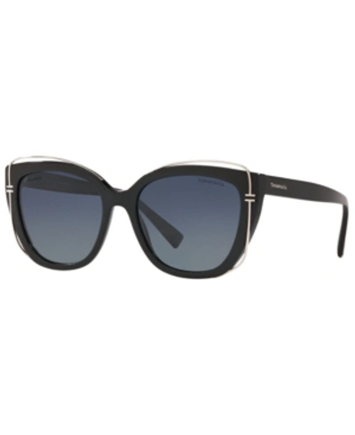 Tiffany & Co Polarized Sunglasses, Tf4148 54 In Black/polar Azure Gradient Blue