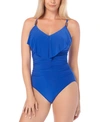 Magicsuit Isabel Slimming Ruffled Underwire One-piece Swimsuit Women's Swimsuit In Blue