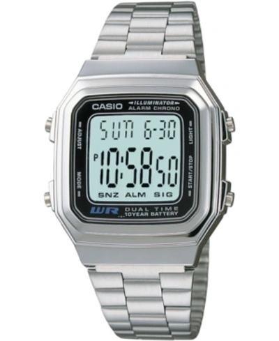 Casio Unisex Digital Stainless Steel Bracelet Watch 32mm In Silver