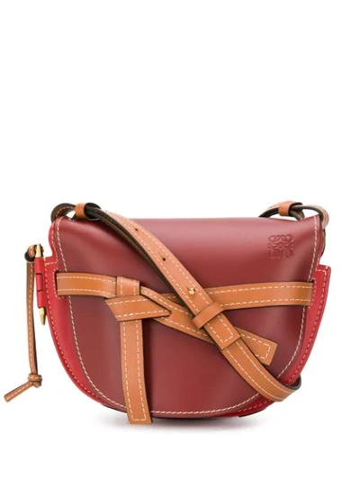 Loewe Gate Mini Color Blok Leather Bag In 7074 Garnet Pomodoro