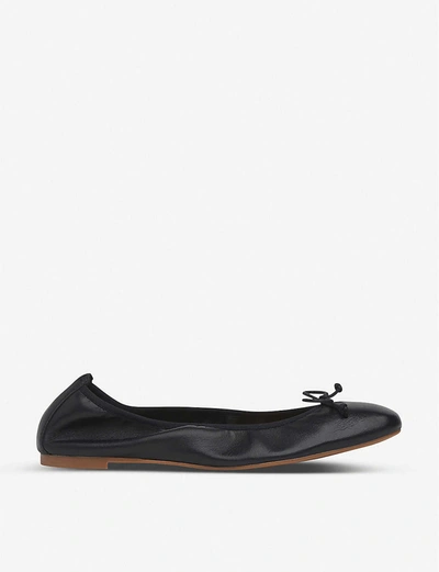 Lk Bennett Trilly Leather Ballerina Flats In Bla-black