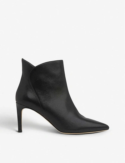 Lk Bennett Maja Leather Ankle Boots In Bla-black