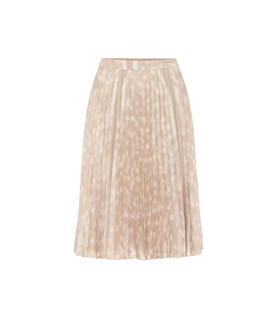 Burberry Printed Pleated Midi Skirt In Beige