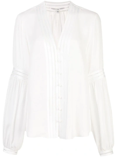 Veronica Beard Yumi Pintuck-pleated Silk Shirt In White