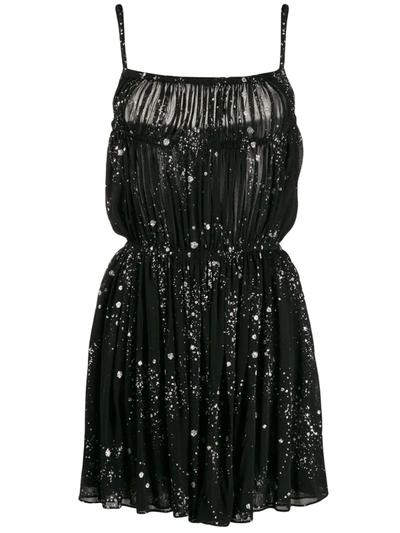 Saint Laurent Glitter-detail Splatter Dress In Black