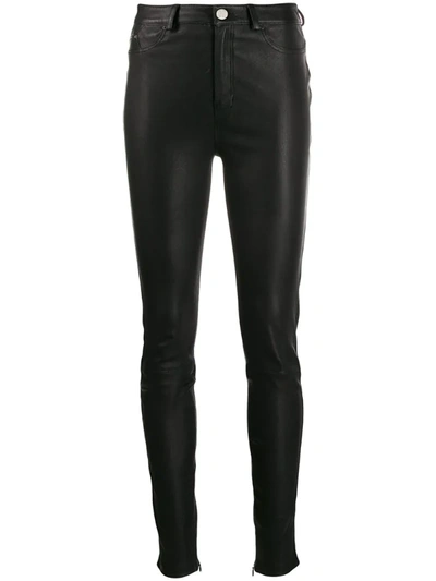 Karl Lagerfeld Leather Biker Trousers In Black