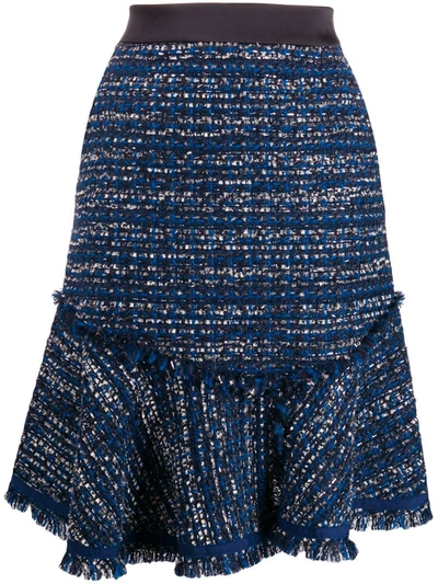 Karl Lagerfeld Tweed Boucle Skirt In Blue