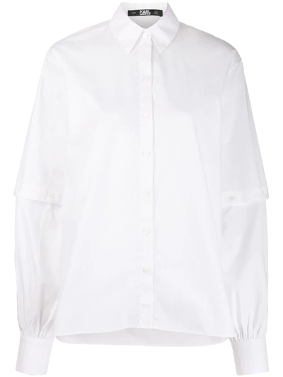 Karl Lagerfeld Cut-out Sleeve Shirt In White