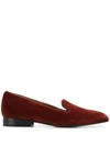 L'autre Chose City Velvet Loafers In Red