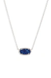 Kendra Scott Elisa Drusy Necklace, 15 In Rhodium/ Cobalt Blue Drusy