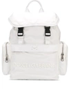 Dolce & Gabbana Dna Sicilia Nylon Backpack With Rubberized Logo In White