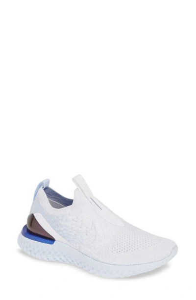 Nike Women's Epic Phantom React Knit Running Sneakers In White/ Hydrogen Blue/ Blue