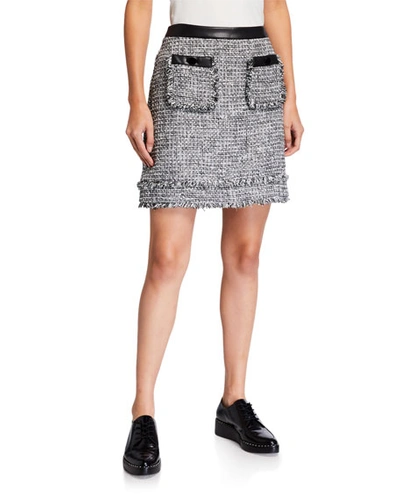 Karl Lagerfeld Tweed Mini Skirt In Platinum