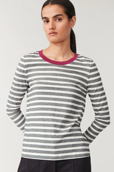 Cos Long-sleeved Cotton Top In Blue