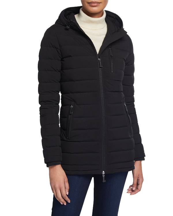 moose knuckles lightweight hooded down coat