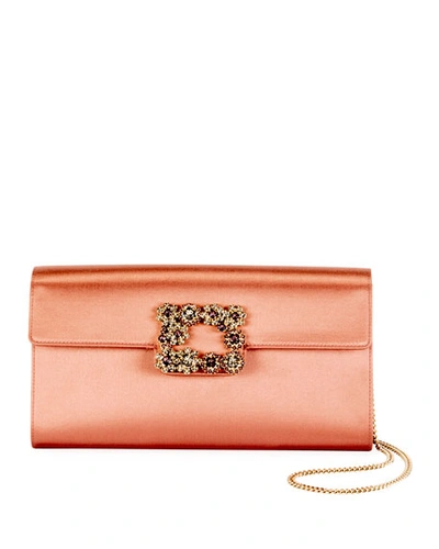 クラッチバッグ Roger Vivier Envelope Flap Flower Buckle ROGER VIVIER - Flower Buckle Envelope Flap Clutch Roger Vivier