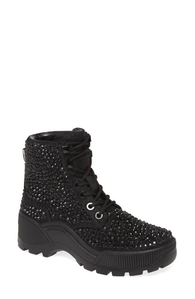 Michael Michael Kors Shane Shimmery Stud Hiker Bootie Sneakers In Black Glitter