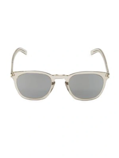 Saint Laurent Men's Square Transparent Acetate Sunglasses In Beige