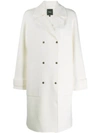 Theory Double Breasted Coat In C05 Ivory