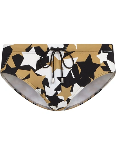 Dolce & Gabbana Swimming Briefs With Star Print In White