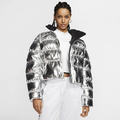 Nike X Olivia Kim Foil Puffer Jacket In Silver