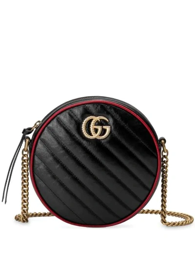 Gucci Gg Marmont Mini Round Crossbody Bag In Black