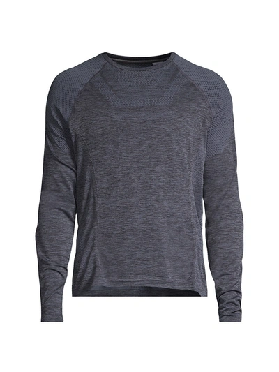 Alo Yoga Amplify Seamless Long-sleeve T-shirt In Black Heather