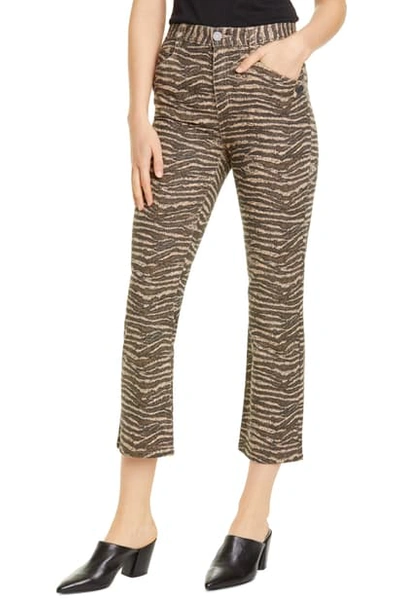 Joie Sharma Printed-denim Ankle Flare Pants In Biscotti