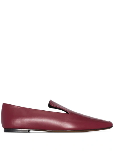 Neous Burgundy Prom Flat Leather Loafers In Red