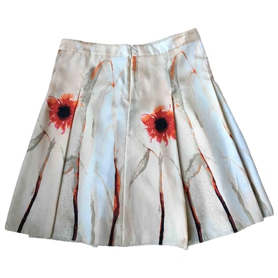 Pre-owned Celine Silk Mid-length Skirt In Beige