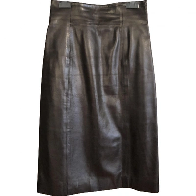 Pre-owned Celine Leather Mid-length Skirt In Black