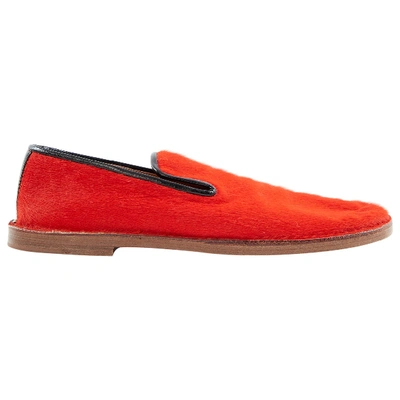 Pre-owned Celine Pony-style Calfskin Flats In Red