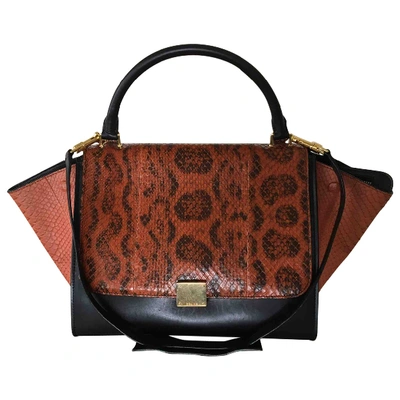 Pre-owned Celine Trapèze Leather Handbag In Orange