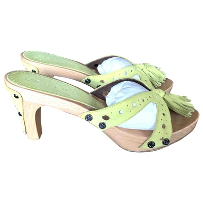 Pre-owned Celine Green Suede Sandals