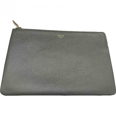 Pre-owned Celine Leather Clutch Bag In Grey