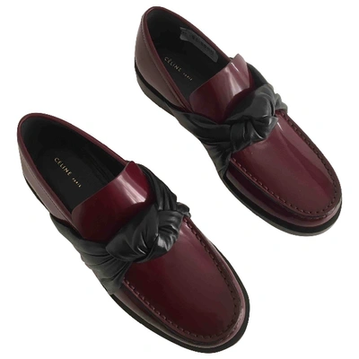 Pre-owned Celine Leather Flats In Burgundy