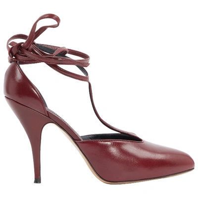 Pre-owned Celine Leather Heels In Burgundy