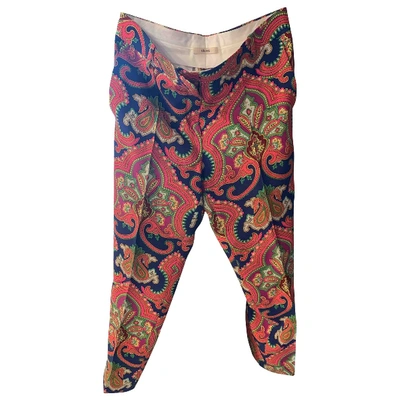 Pre-owned Celine Silk Straight Pants In Multicolour