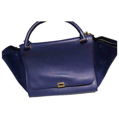 Pre-owned Celine Trapèze Leather Handbag In Blue