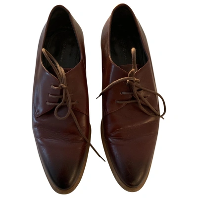 Pre-owned Celine Leather Lace Ups In Burgundy