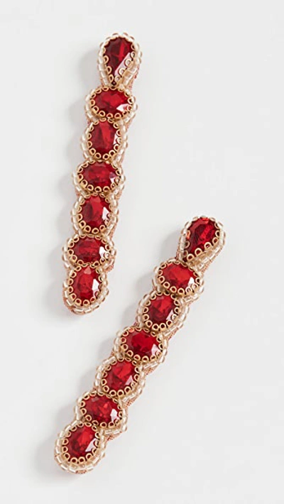 Deepa Gurnani Lavena Bobbie Pin Set In Ruby