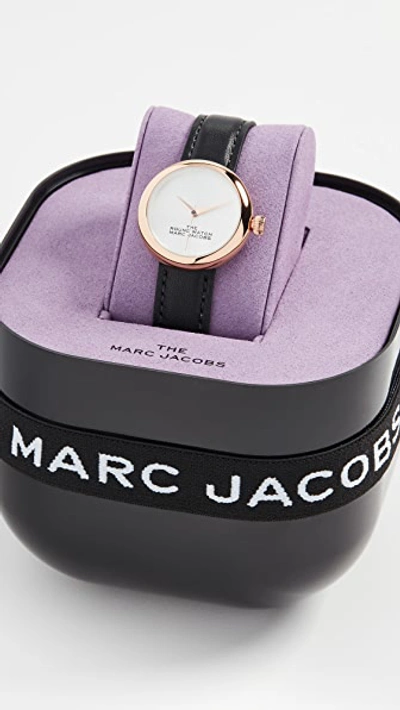The Marc Jacobs The Round Watch 32mm In Black/rose Gold