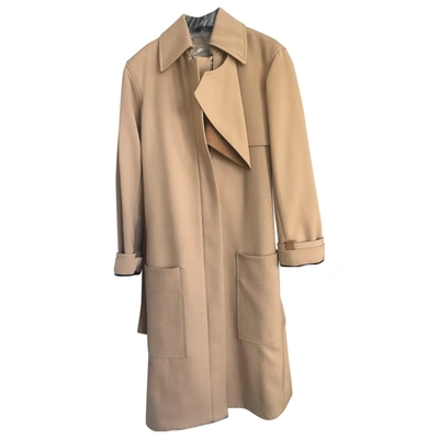 Pre-owned Celine Wool Trench Coat In Camel