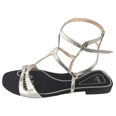 Pre-owned Fendi Leather Sandal In Silver